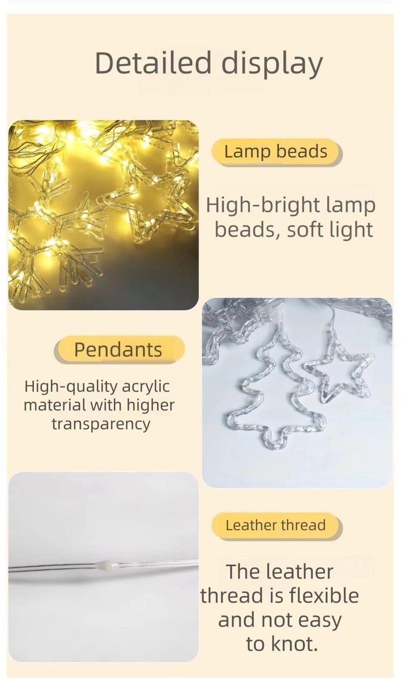 The Purple Tree Decorative Christmas Reindeer Curtain Lights for Christmas (2.5 mtr, 138 LED, 5+5), Warm White Curtain String Lights with 8 Flashing Modes, Decoration for Christmas - Image 4