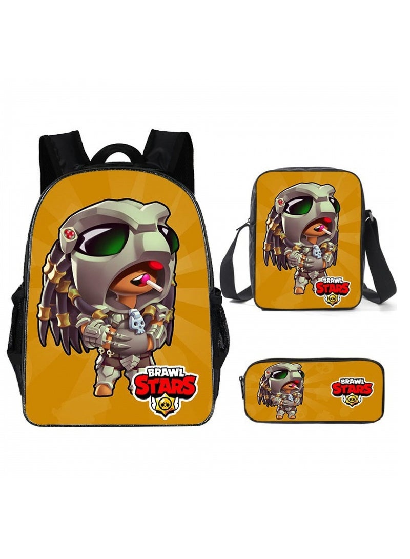 Brawl Stars Student Cartoon Anime Backpack Three-Piece Set 29*16*42cm