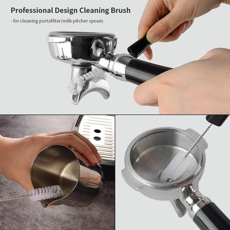 CAFEMASY Espresso Machine Cleaning Brush Set - 5 Pieces Coffee Cleaning Brush Natural Bristles Wooden Brush for Coffee Grinder and Nylon Brush for Espresso Machine Cleaning - Image 2