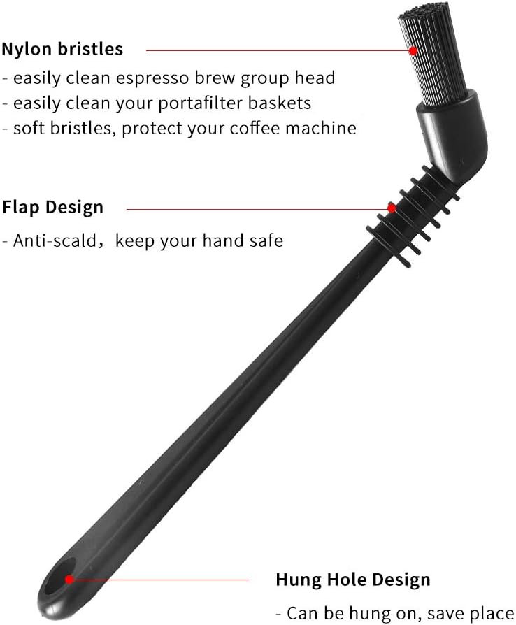CAFEMASY Espresso Machine Cleaning Brush Set - 5 Pieces Coffee Cleaning Brush Natural Bristles Wooden Brush for Coffee Grinder and Nylon Brush for Espresso Machine Cleaning - Image 3