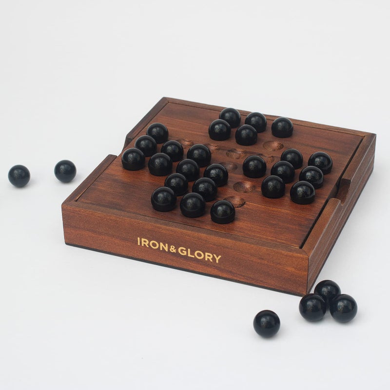 Luckies Iron & Glory | Solitaire Game | Wooden Puzzle Board | Travel Games For Adults | Solitaire Marble Game | Adult Board Game | Portable Board Games For Adults | Marble Solitaire Game | Retro Games - Image 2