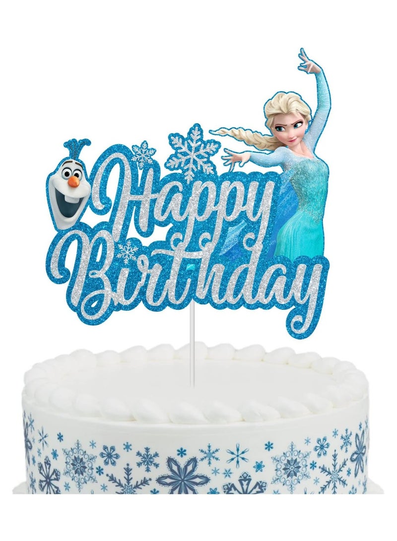 Frozen Cake Topper,Elsa Princess Happy Birthday Cake Topper Frozen Theme Birthday Party Suppliers Kids Snow Frozen Theme Birthday Party Decorations