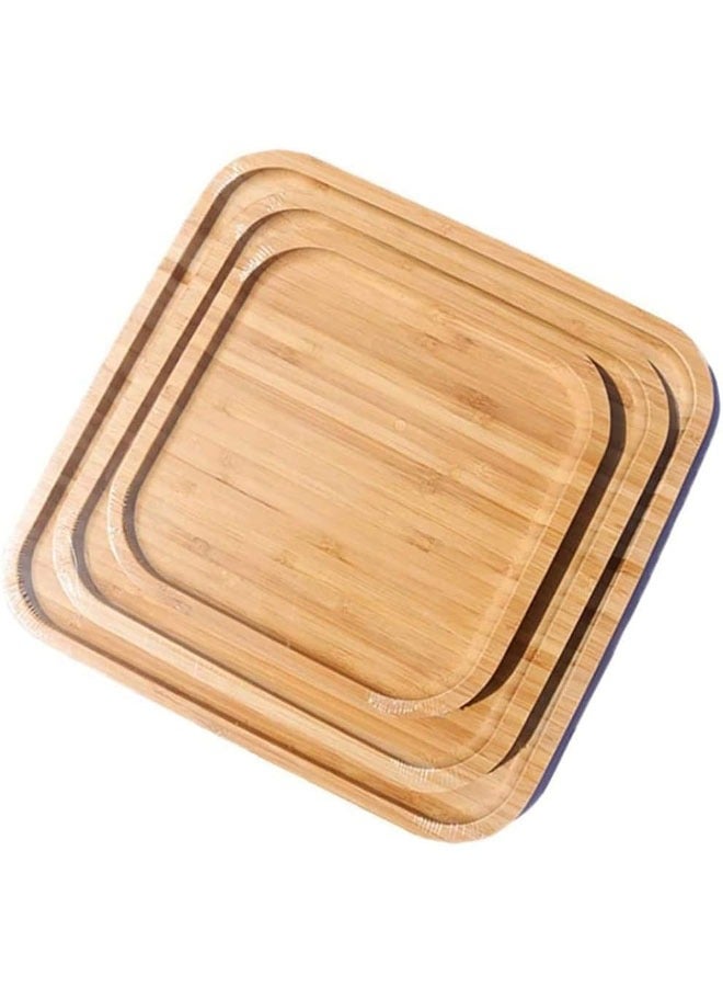 NKX 3-Piece Stackable Square Shaped Bamboo Table Serving Tray  - Image 1