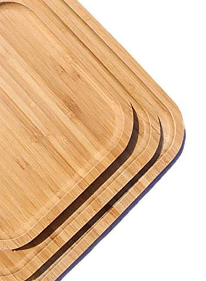 NKX 3-Piece Stackable Square Shaped Bamboo Table Serving Tray  - Image 2