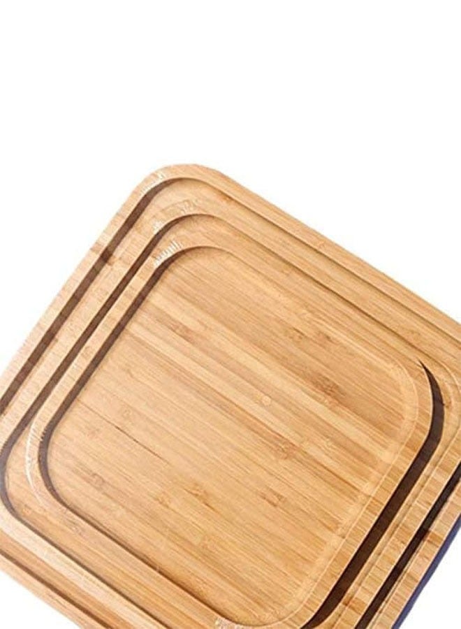 NKX 3-Piece Stackable Square Shaped Bamboo Table Serving Tray  - Image 3