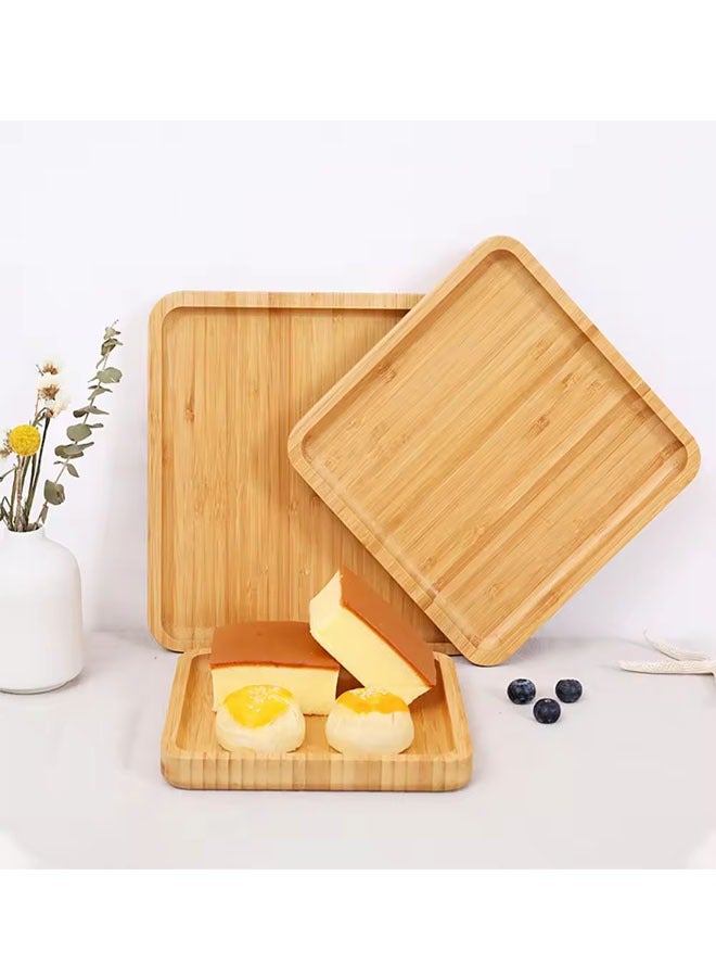 NKX 3-Piece Stackable Square Shaped Bamboo Table Serving Tray  - Image 4