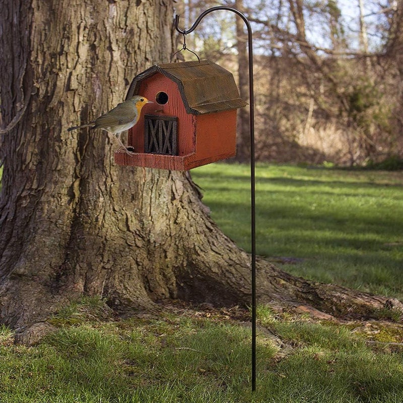 woobles Heavy Duty Coat Hangers Garden Shepherd Hooks Ground Plant Bird Feeder Lawn Stakes Stand Hanging Solar Lights Lantern Stake Outdoor Pathway Decoration 80.5cm (Black) Outdoor Pots - Image 1