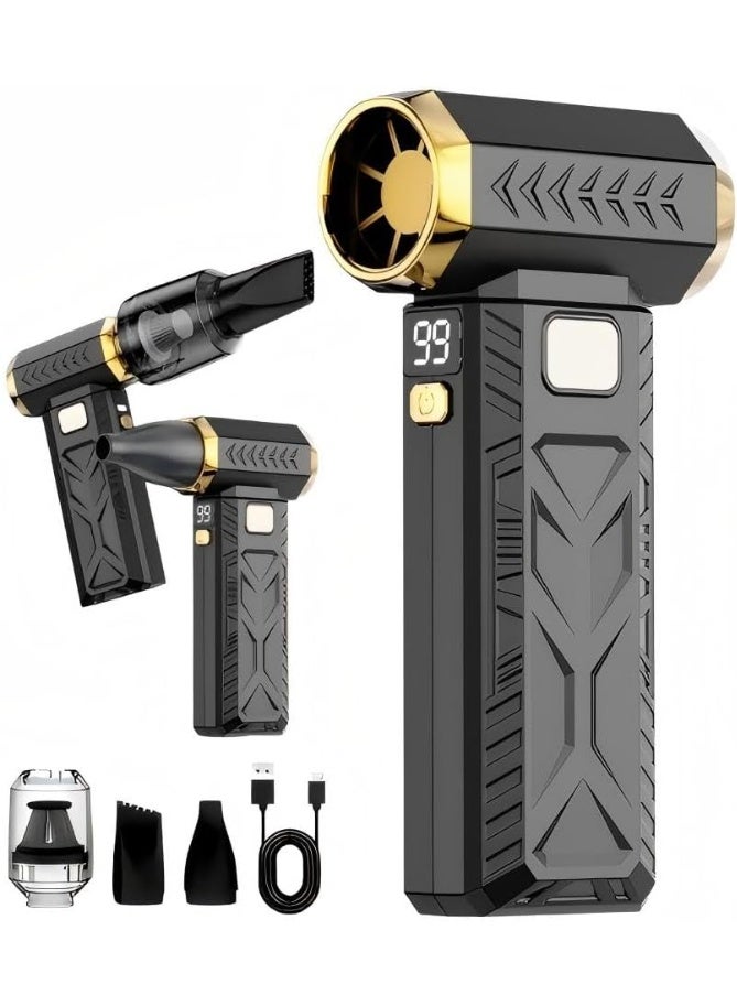 منفاخ هواء كهربائي فائق القوة 2 في 1 – منفاخ ومكنسة لاسلكية للكمبيوتر والسيارة والمنزل مع شحن Type-C وإضاءة LED - Image 1