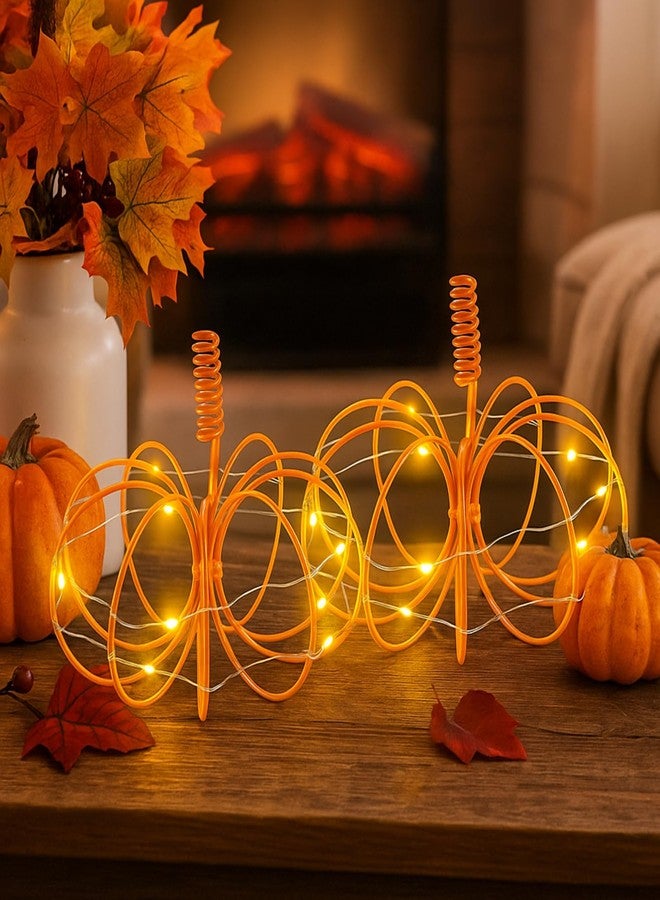 Glooglitter 2 Pack Thanksgiving Metal Wire Pumpkin Light up Decoration Fall Decoration Table Centerpiece Wire Pumpkin Decor with Lights Thanksgiving Autumn Wedding Accessories for Home Tabletop - Image 5