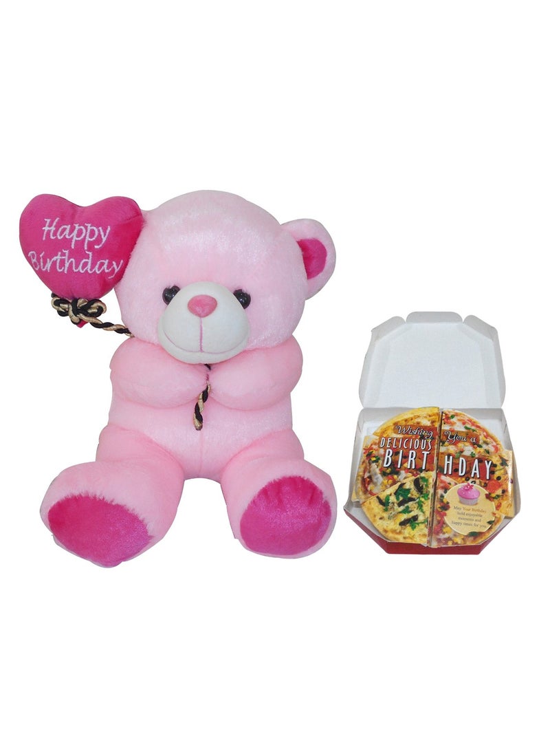 Saugat Traders Saugat Traders Birthday Gift for Girls & Women - Happy Birthday Teddy with Pizza Theme Greeting Card - Gift for Wife-Girlfriend-Fiancee-Girls-Friend-Kids  - Image 1