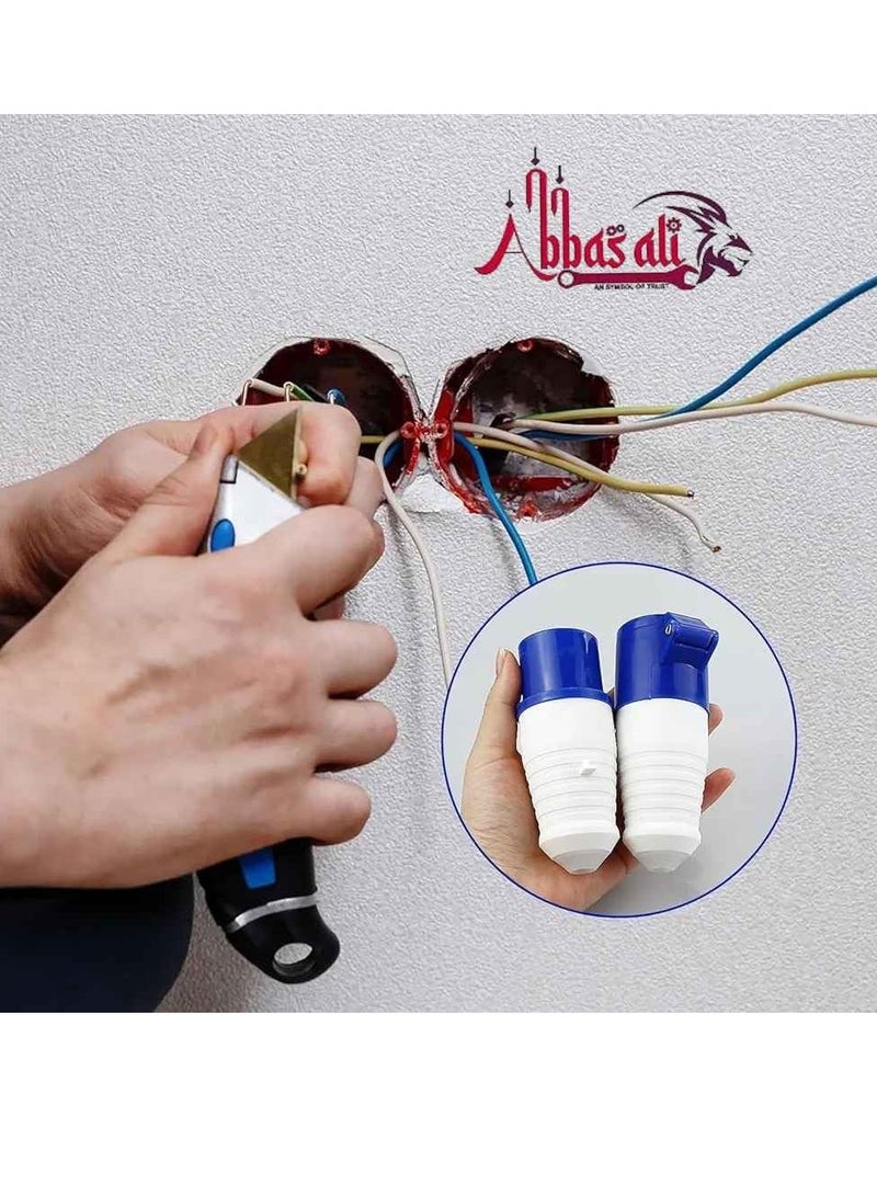 ABBASALI 16A 240V Site Trailing Plug & Socket 230V 16A 3 Pin PCE 240 Volt Blue Hook Up, Weather Proof Industrial Socket, IP44 Industrial 16A Plug & Sockets Blue With 1Pc Tester & 1Pair Gloves (6 Set)  - Image 2
