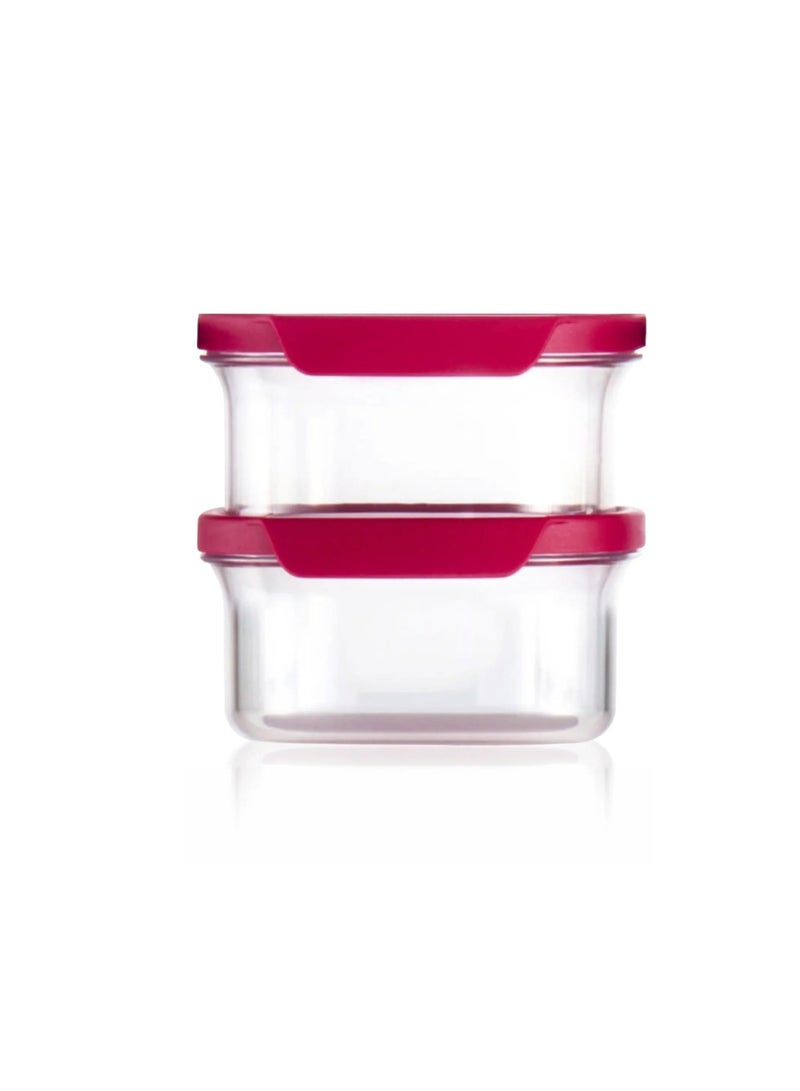 Tupperware Ultra Clear Pantry Containers (500ml, Set of 2, Red Lids) Oval shape, Airtight & Stackable Dry Food Storage - Image 1