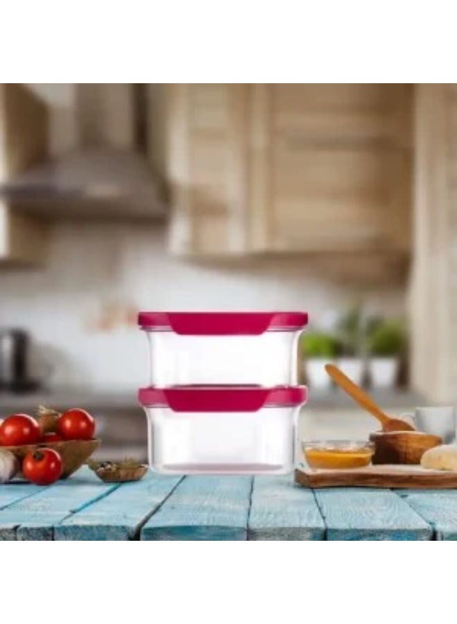Tupperware Ultra Clear Pantry Containers (500ml, Set of 2, Red Lids) Oval shape, Airtight & Stackable Dry Food Storage - Image 2