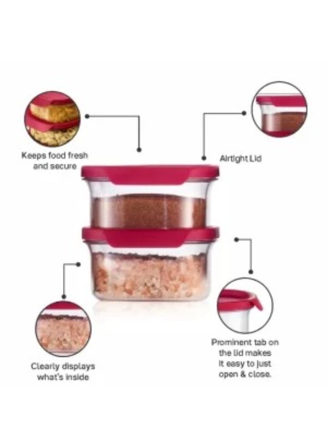 Tupperware Ultra Clear Pantry Containers (500ml, Set of 2, Red Lids) Oval shape, Airtight & Stackable Dry Food Storage - Image 3