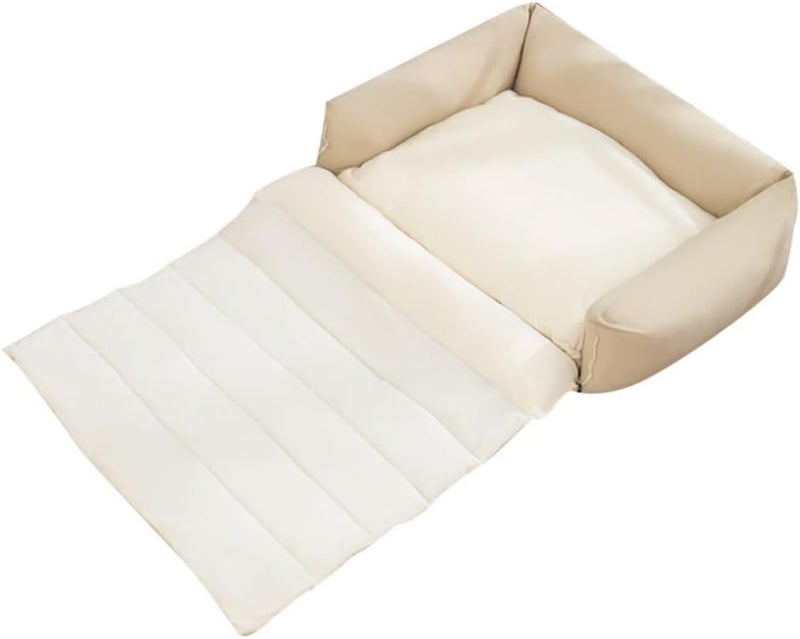 Dog Bed Dog Kennel Autumn and Winter Warm Detachable Pet Kennel Creative Thickened Large Dog Bed with Roof Dog Kennel Pet Bed (Color : Beige, Size : Medium) (Beige Large) - Image 1