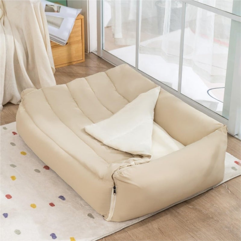 Dog Bed Dog Kennel Autumn and Winter Warm Detachable Pet Kennel Creative Thickened Large Dog Bed with Roof Dog Kennel Pet Bed (Color : Beige, Size : Medium) (Beige Large) - Image 5