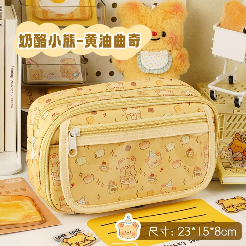 Milk Butter Bear Large-Capacity Pencil Bag Niche Ins Style Stain-Resistant Student Stationery Bag Pencil Bag Pencil Case - Image 1