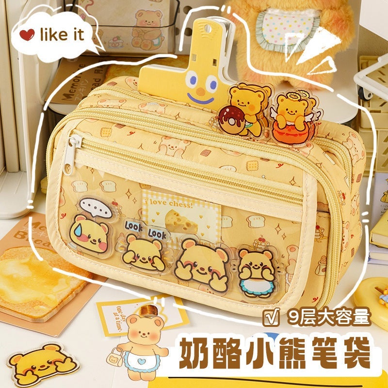 Milk Butter Bear Large-Capacity Pencil Bag Niche Ins Style Stain-Resistant Student Stationery Bag Pencil Bag Pencil Case - Image 2