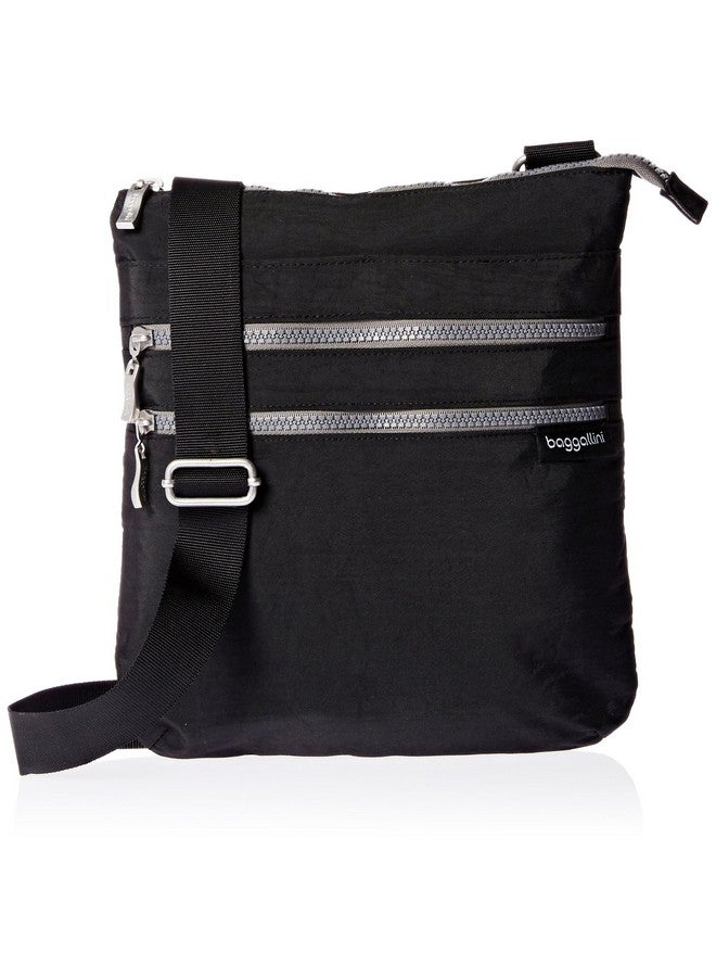 Baggallini Womens Comrade 3Zip Crossbody Cross Body Handbag Black With Sand Lining One Size Us - Image 1