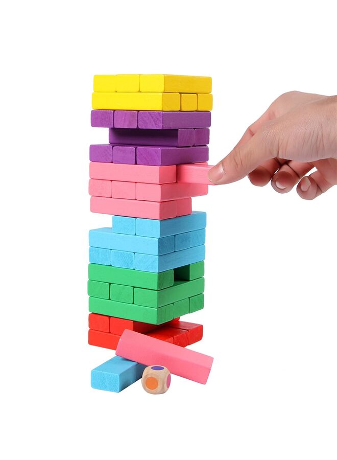 لعبة تكديس المكعبات الخشبية، مكعبات برج ملونة قابلة للإمالة، أحجية التوازن، ألعاب مونتيسوري، تصنيف التعلم، ألعاب عائلية، ألعاب ألغاز، هدايا - Image 1
