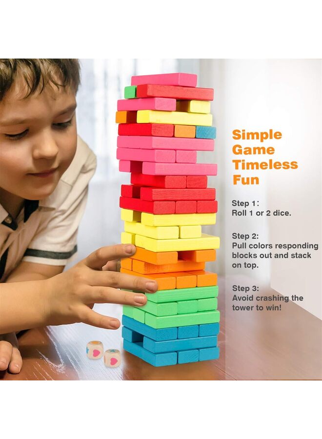 لعبة تكديس المكعبات الخشبية، مكعبات برج ملونة قابلة للإمالة، أحجية التوازن، ألعاب مونتيسوري، تصنيف التعلم، ألعاب عائلية، ألعاب ألغاز، هدايا - Image 5