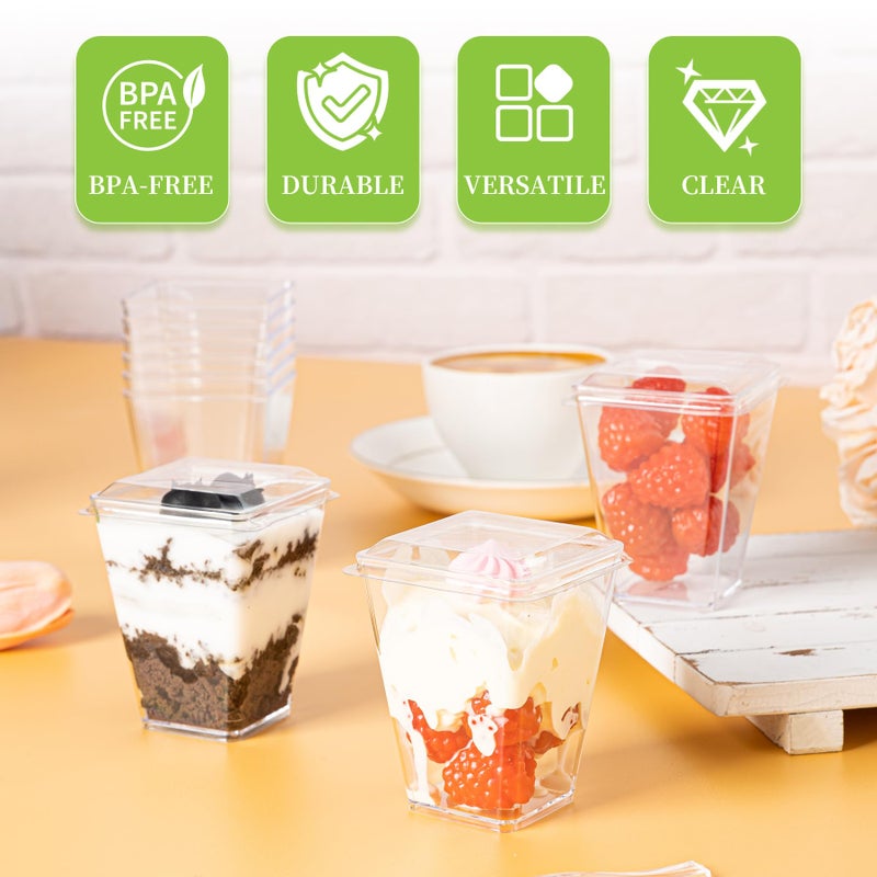 HOMIP 60Pack 5oz Plastic Dessert Cups with Lids & Spoons â€“ Ideal for Yogurt Parfaits, Pudding, Fruit, Ice Cream & Party Desserts â€“ Perfect for Events & Gatherings - Image 4