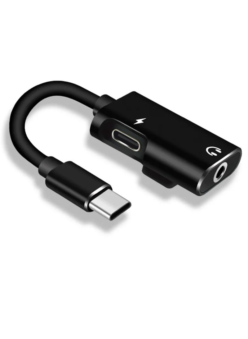 AROAQ Type C To 3.5mm Jack Audio Splitter, 2 In 1 Headphone Cable Earphone Aux, Durable And Portable USB C Adapter Charger Cable Compatible With Most Of The Phones, (Black, Pack Of 2pcs) - Image 1