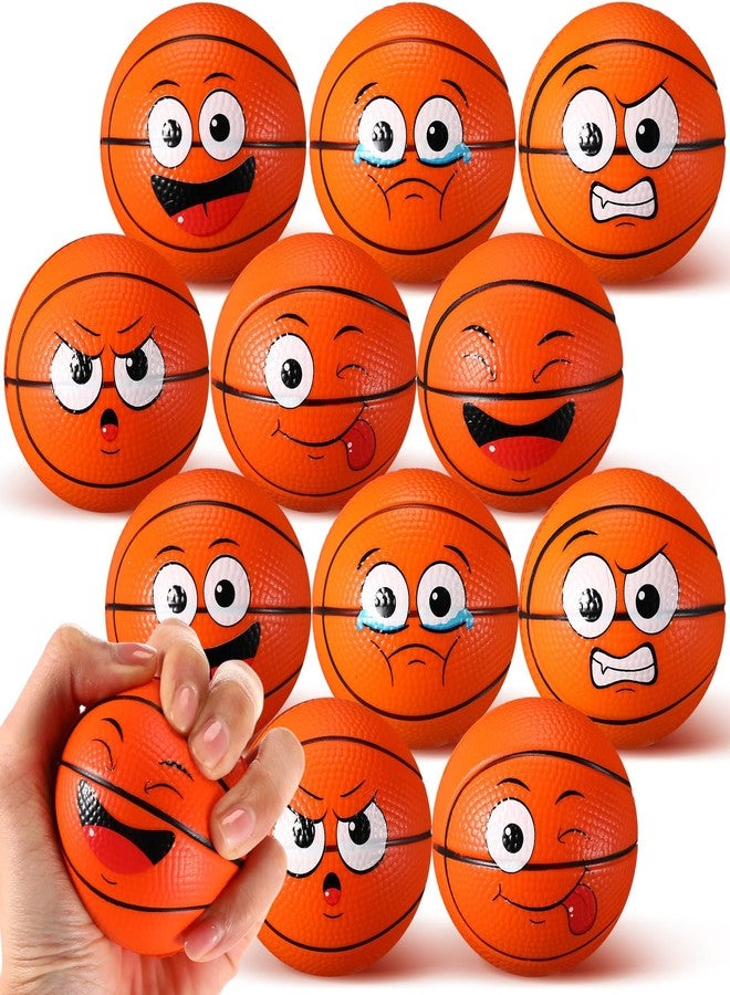 Arrowbash 24 Pcs 2.5'' Face Basketball Stress Balls Bulk Small Funny Face Basketball Squeeze Foam Ball Mini Stress and Anxiety Relief Toy for Sport Party Favors Valentine Birthday Gift Decoration - Image 1
