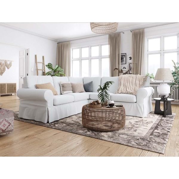 TLYESD Ektorp Sectional Cover Replacement for IKEA Ektorp Sofa Cover,Ektorp 2+2 Sofa Cover, Ektorp Sectional Sofa Cover Only!(Cool White) - Image 4