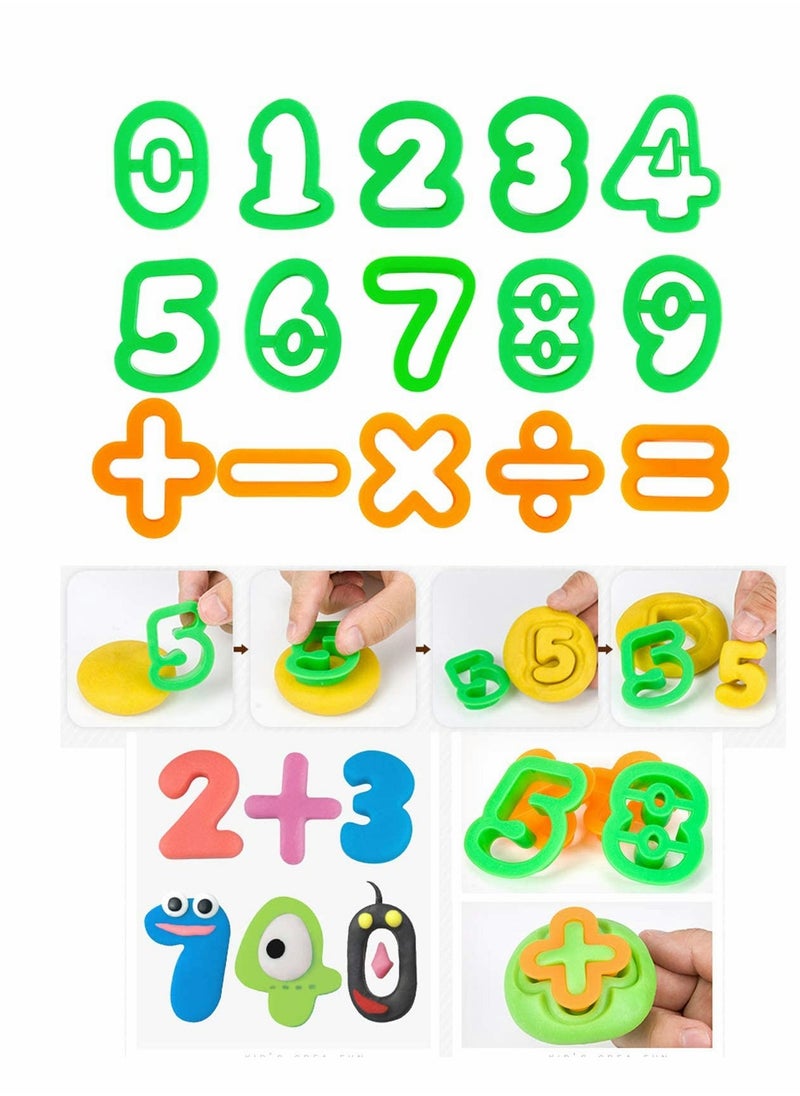SYOSI - Multi-Color Clay Dough Tools, Play Dough Tools Set for Kids Letter Molds, Numeral Molds Various Plastic Animal Molds for Creative Dough Cutting (Letters Numbers and Basic Shapes 63 Pieces) - Image 1