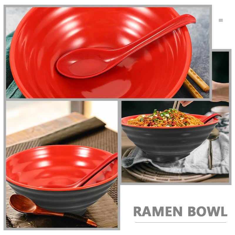 Coffee Melamine Noodle Bowl Set 2pcs Sturdy Soup Bowls for Hot Pot Home Restaurant Use - Image 4