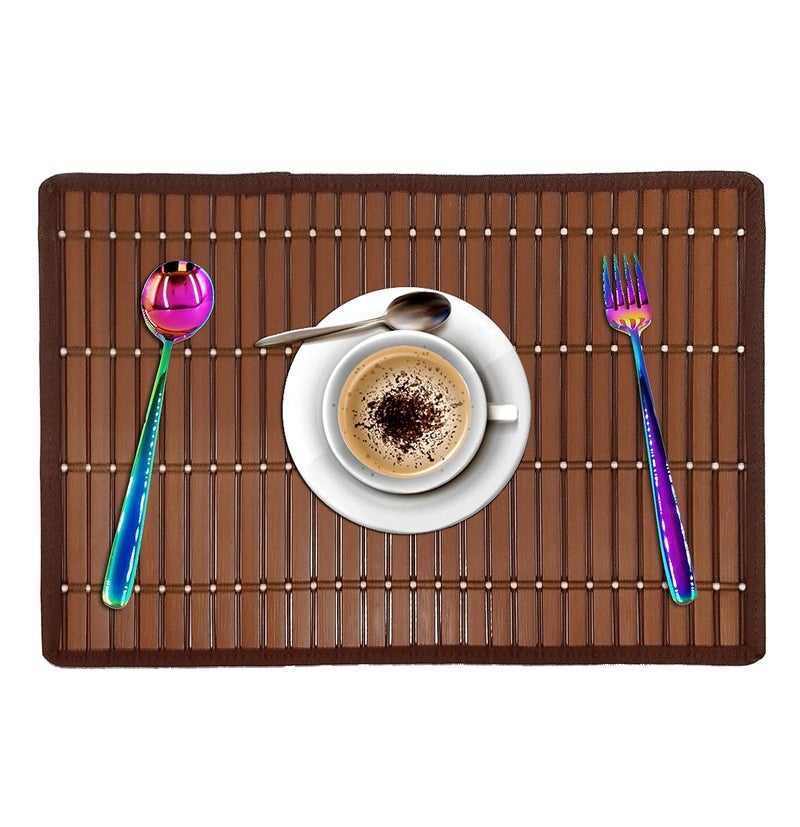 Saffron Decors Heat Resistant, Waterproof 2mm Thick PVC Placemats for Dining Table|Eco-Friendly Colorful Place Mats for Dining Table, Dining Table Mates (6Pcs, Brown)- 12X18 inch - Image 4