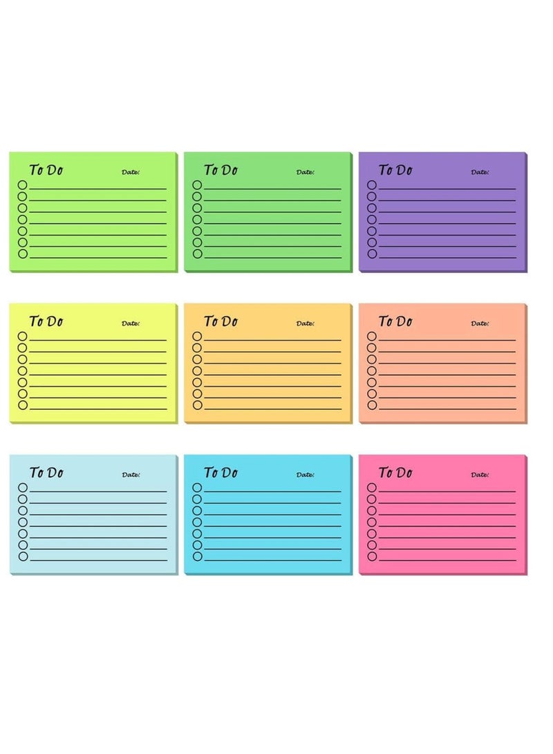 9Pack To Do List Sticky Notes,450Sheets Colorful Notes Self-Stick to Do List Notepad with Line,Extra sticky Adhesive Memo Sticky Notes for Home Office School Planner Reminder Supplies - Image 1