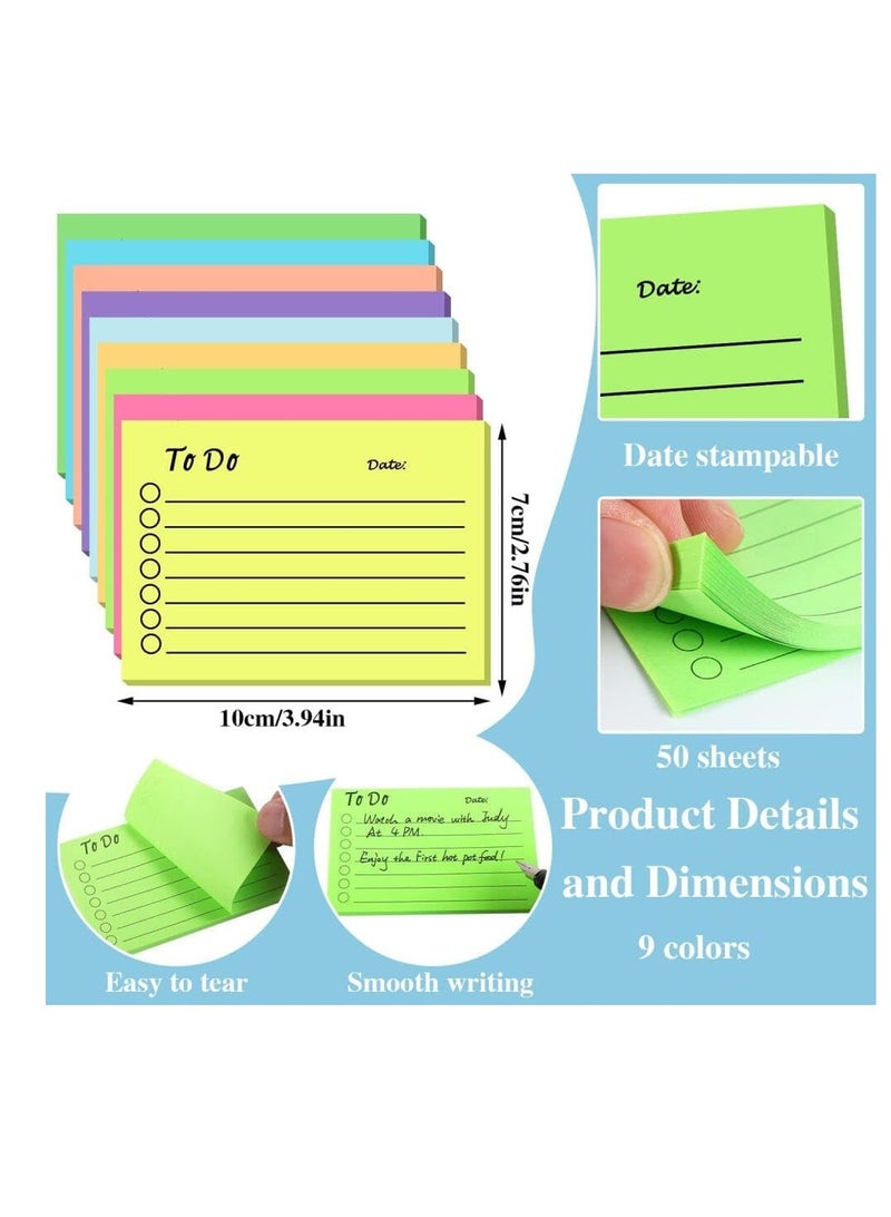 9Pack To Do List Sticky Notes,450Sheets Colorful Notes Self-Stick to Do List Notepad with Line,Extra sticky Adhesive Memo Sticky Notes for Home Office School Planner Reminder Supplies - Image 2
