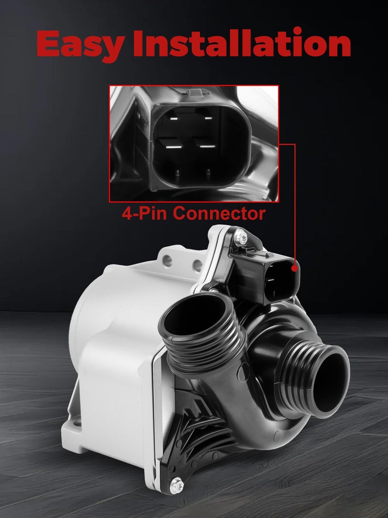Qdlauto Electric Engine Water Pump with Bolts Compatible with X1 X3 X5 X4 X6 Z4 E60 E61 E82 E88 E90 F01 640i 535i 740i 740Li 135i 335i 335is 335xi 535xi 135is 3.0L L6 Replace 11517632426 - Image 3
