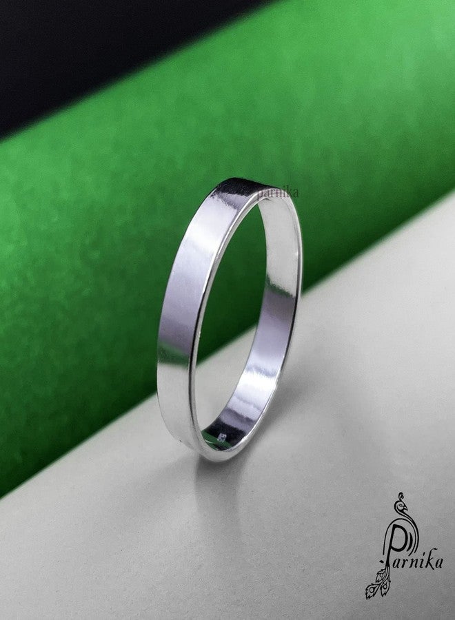 Parnika Wedding Band Regular Casual Wear Unisex Band Silver Finger Ring in Pure 92.5 Sterling Silver | With Certificate of Authenticity | Gift for him her | Chandi Ring | Thumb Ring | (22) - Image 3