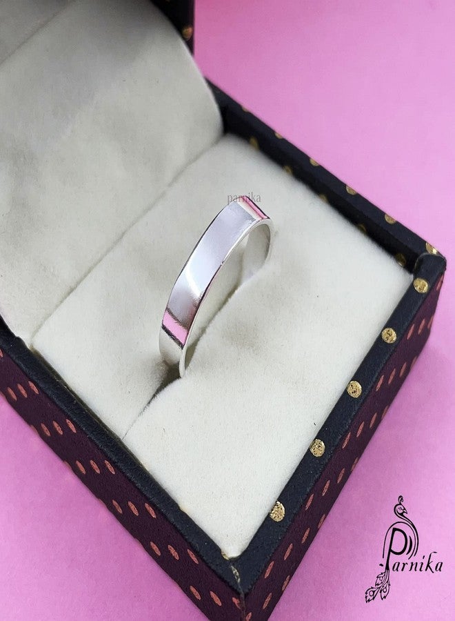 Parnika Wedding Band Regular Casual Wear Unisex Band Silver Finger Ring in Pure 92.5 Sterling Silver | With Certificate of Authenticity | Gift for him her | Chandi Ring | Thumb Ring | (22) - Image 4