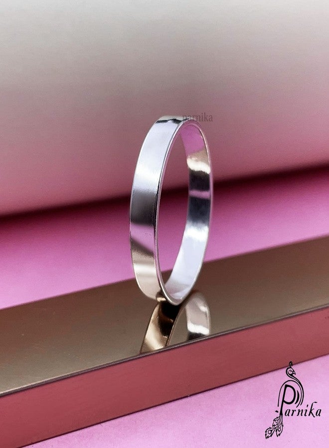 Parnika Wedding Band Regular Casual Wear Unisex Band Silver Finger Ring in Pure 92.5 Sterling Silver | With Certificate of Authenticity | Gift for him her | Chandi Ring | Thumb Ring | (22) - Image 2