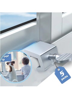 Sliding Window Locks Aluminum Metal Window Locks Security Safety Door Locks Adjustable Security Locks with Keys (Silver, 5 Sets)
