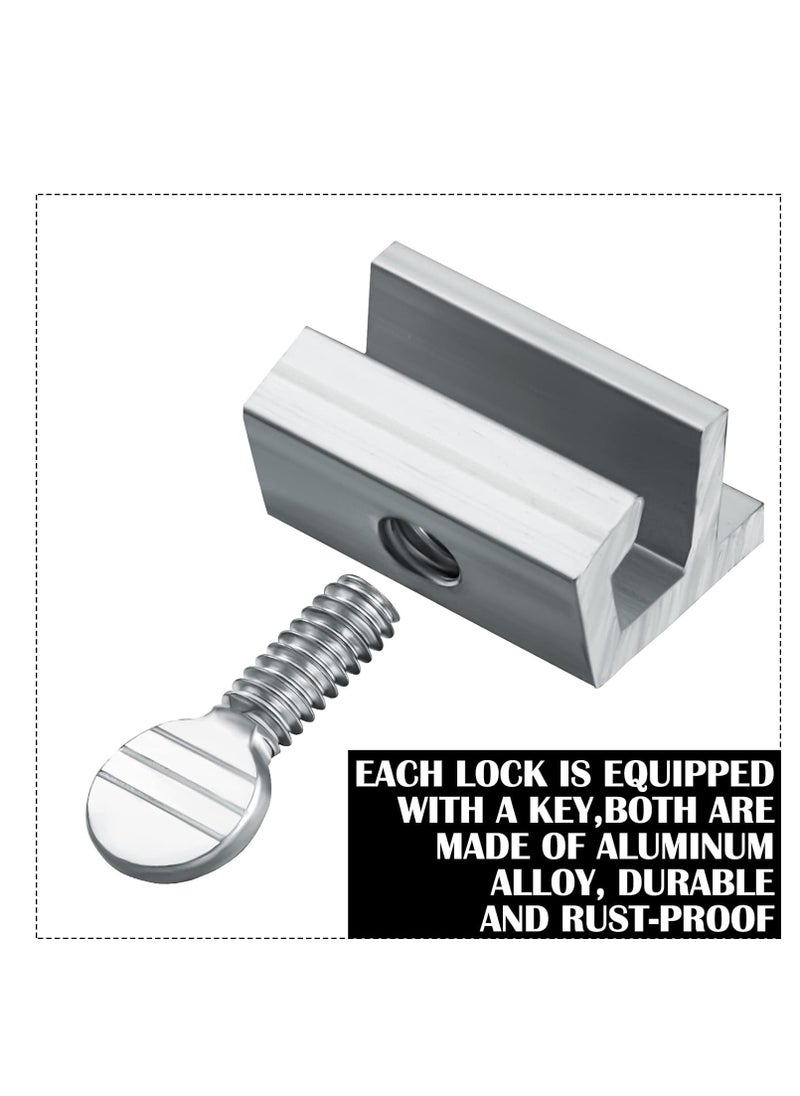 Generic - Sliding Window Locks Aluminum Metal Window Locks Security Safety Door Locks Adjustable Security Locks with Keys (Silver, 5 Sets) - Image 1