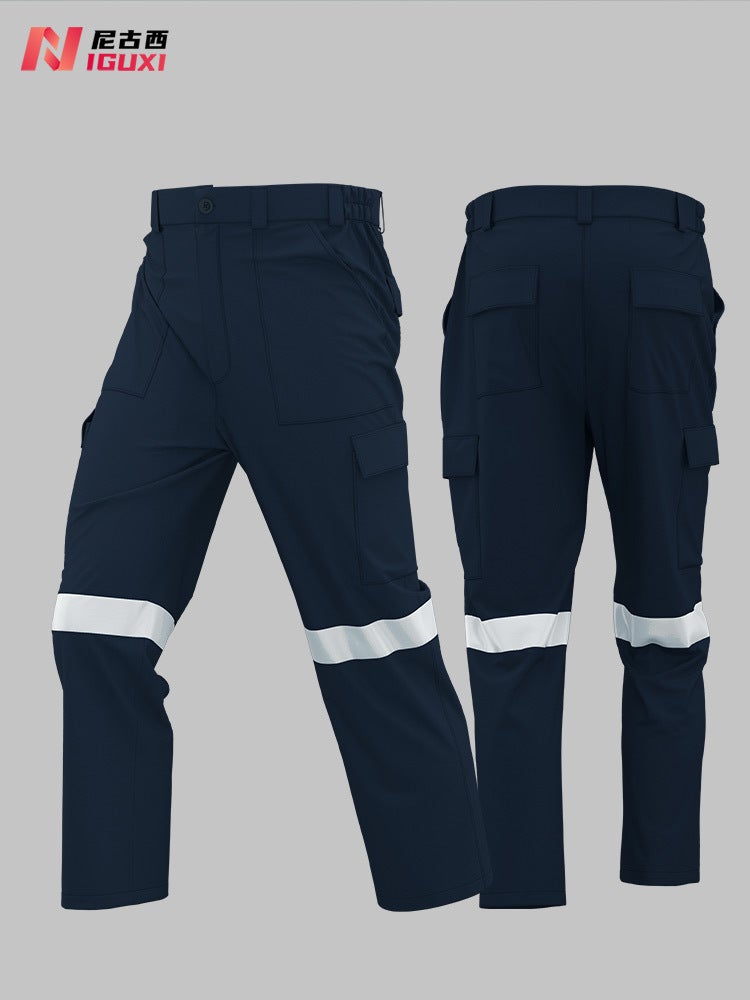 Cotton Tooling Pants Men'S Construction Site Loose Labor Protection Pants Reflective Strip Cotton Work Clothes Bottoms Customized - Image 2
