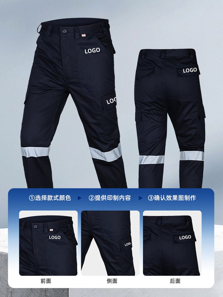 Cotton Tooling Pants Men'S Construction Site Loose Labor Protection Pants Reflective Strip Cotton Work Clothes Bottoms Customized - Image 5