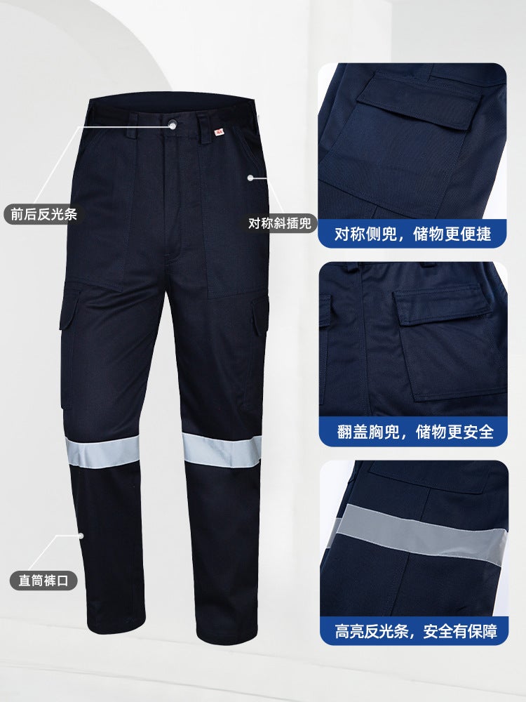 Cotton Tooling Pants Men'S Construction Site Loose Labor Protection Pants Reflective Strip Cotton Work Clothes Bottoms Customized - Image 4