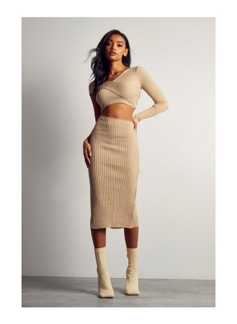 Asymmetric Knitted Midi Dress
