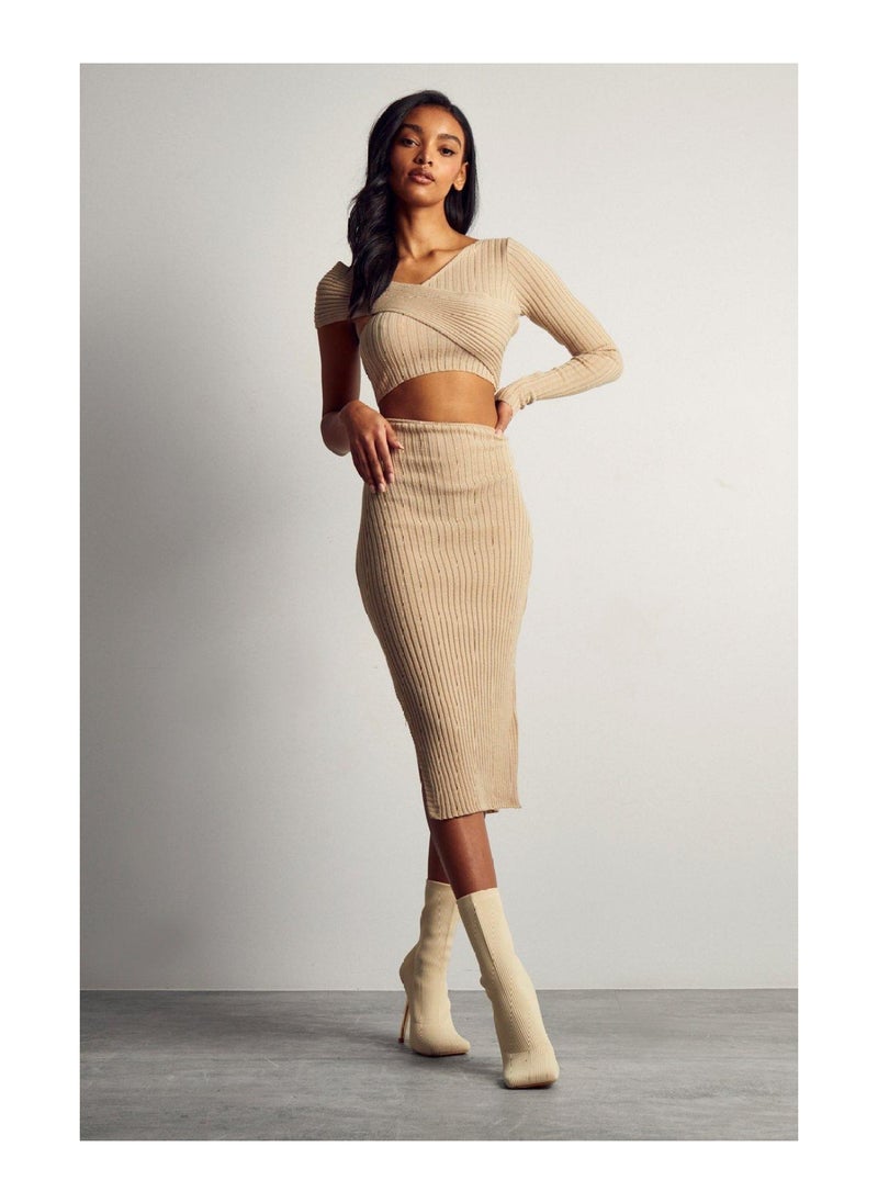 Asymmetric Knitted Midi Dress