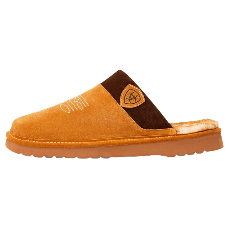 ARIAT Mens 2842 Silversmith Outdoor Indoor Western Suede Foam Cushioned Square Toe Slipper ChestnutChocolate 13