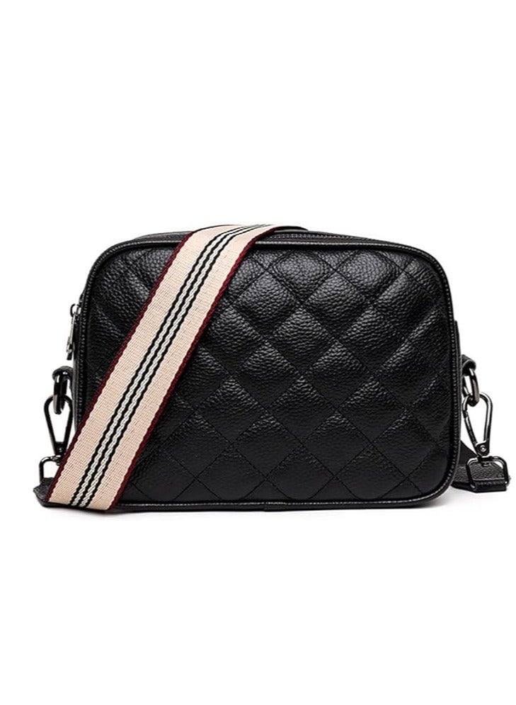 YFGBCX Crossbody Bag for Women Genuine Leather Wide Strap Shoulder Bag Purse Trendy Design Camera Crossbody Purse Top Zip - Image 1