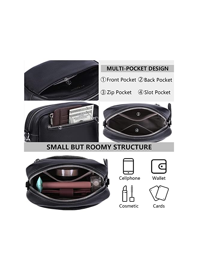 YFGBCX Crossbody Bag for Women Genuine Leather Wide Strap Shoulder Bag Purse Trendy Design Camera Crossbody Purse Top Zip - Image 4