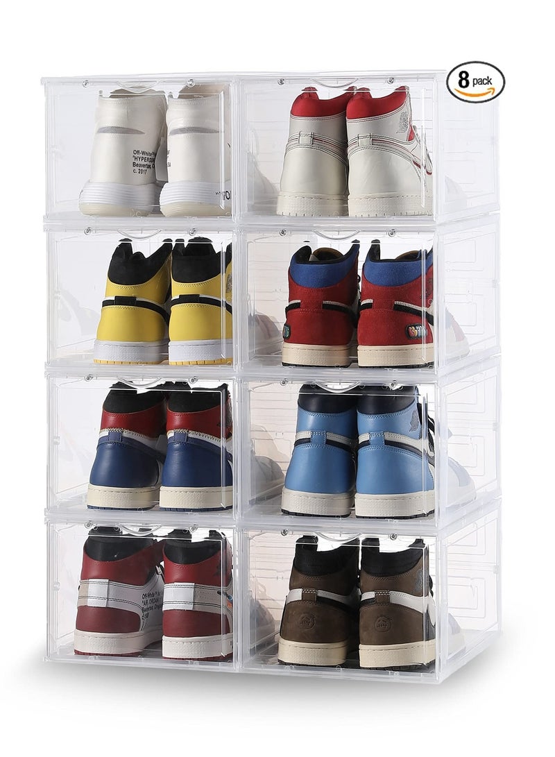 Cool Baby Shoe Storage Box Set of 8 Stackable Clear Plastic Shoe Box with Front Lid Easy to Assemble - Image 1