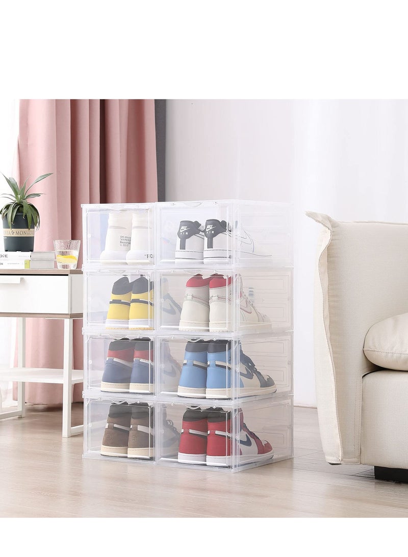 Cool Baby Shoe Storage Box Set of 8 Stackable Clear Plastic Shoe Box with Front Lid Easy to Assemble - Image 5